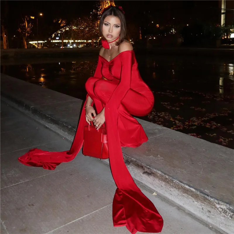 Style Autumn and Winter New Women's Clothing Fashion Design Long Sleeve Sexy off-Neck Slim Fit Micro-Pull JumpsuitCok