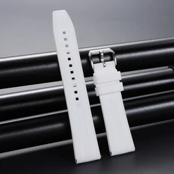 Enhanced Silicone Waterproof Quick Release Watch Strap in Rubber, 20 - 22mm - 22mm (White)