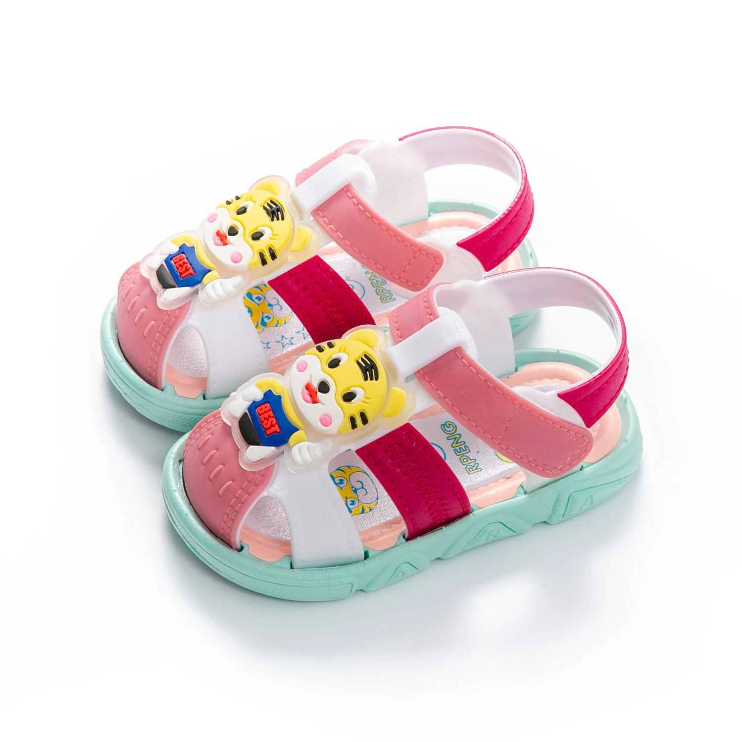 Summer Baby Boys Girls Sandals With Sound Soft Bottom Cure Cartoon Animals Prints Breathable Casual Childrens Call Sandals Shoes