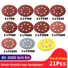 

21pcs/Set Sanding Discs Sandpaper Sand Sheets Grit 80-3000 Sanding Disc Polish Sanding Pad for Woodworking Polishing Tools