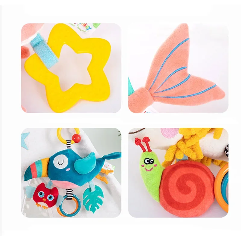 Newborn Infant Soft Plush Toy Teether Rattles Toys Baby Educational Toys Brain Developmental Hand Grip Cute Stuffed Animal Toys 6
