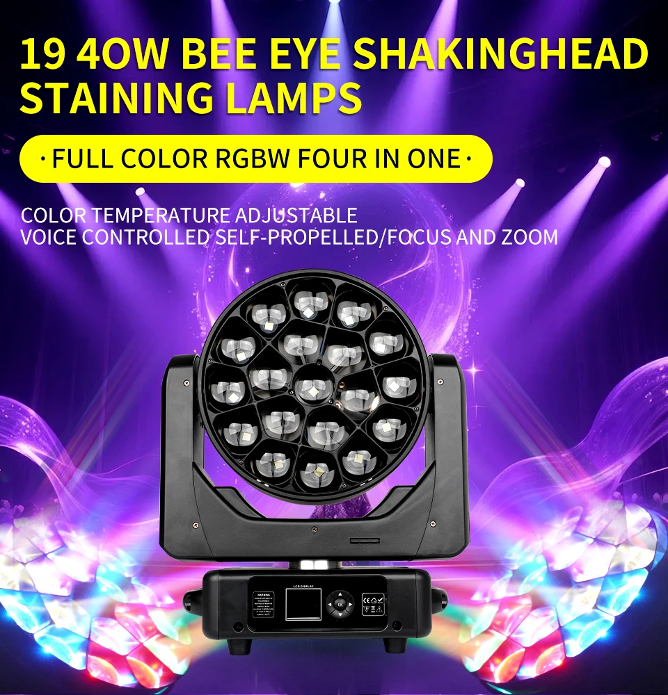 19x40W Bee Eyes RGBW 4in1 Zoom Wash Moving Head Light Led Wash Beam Moving Head