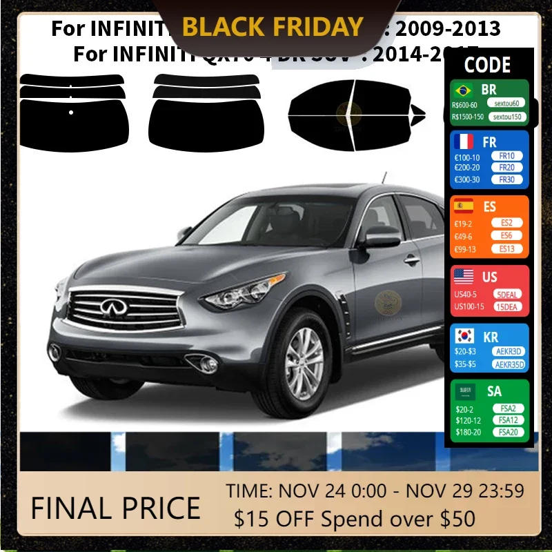 

Precut nanoceramics car UV Window Tint Kit Automotive Window Film For INFINITI FX SERIES 4 DR SUV 2009-2013