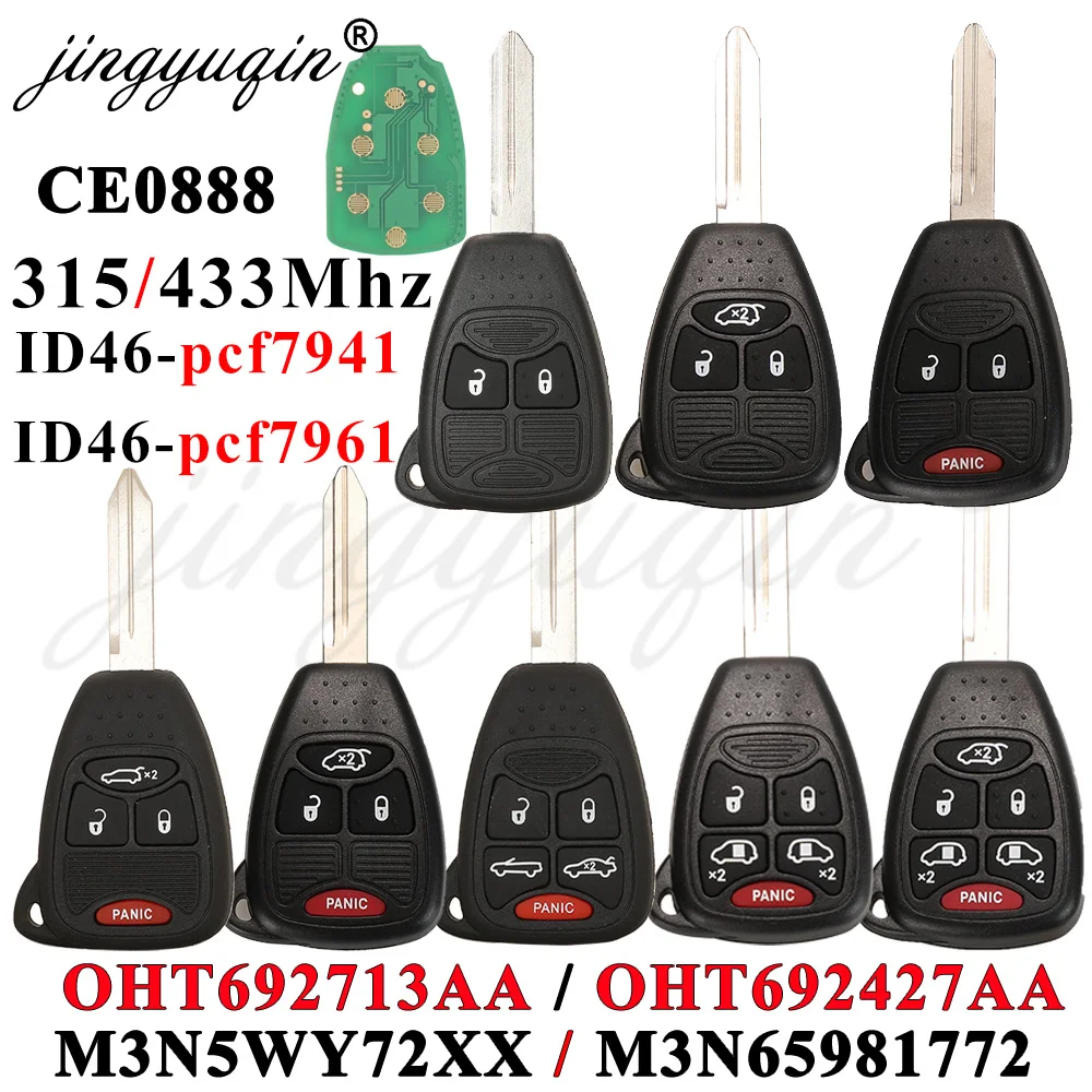 315/433Mhz ID46 Remote Car Key Entry Transmitter for Dodge RAM JEEP Commander Compass Grand Cherokee Liberty Wrangler Chrysler