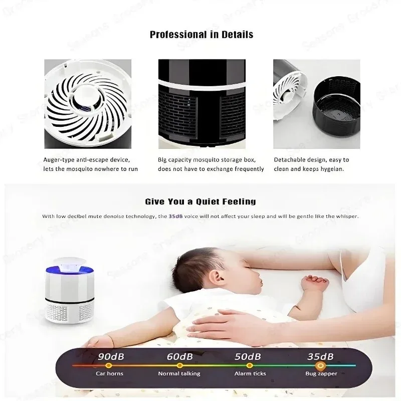 UV 모기 킬러 램프 USB 전원 무소음 전기 벌레 잡는 기계 휴대용 가정용 침실 사무실 야외용