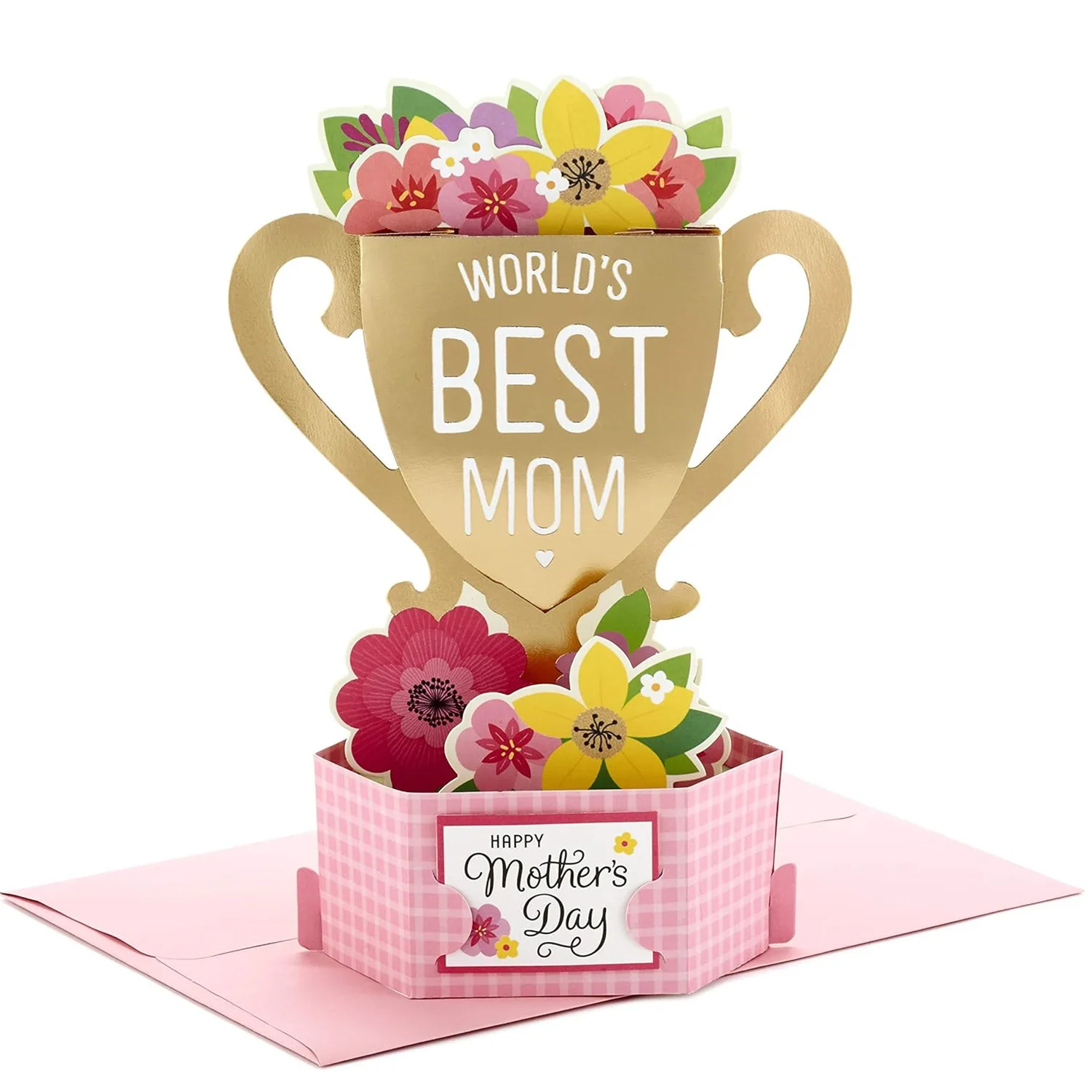 3D Gold Plated Flower Cards, Mother's Day Love Cards, Cross border Trophy and Birthday Gifts for Mothers With Envelope