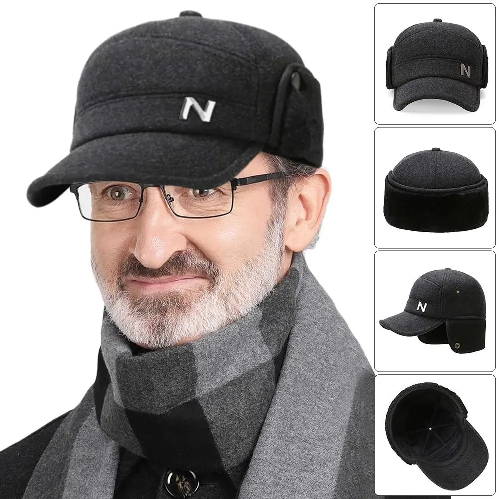 Outdoor Ear Protection Winter Hat Windproof Thick Earmuffs Hat Casual Warm Baseball Cap for Men winter hat earflap hat