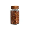 Simple Wooden Lid Seasoning Bottle Square Transparent Glass Can Multi-Function Kitchen Cooking Table Salt Spice Storage Tool 4