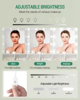 Туалетный столик с зеркалом и 10 светодиодами, туалетный столик с 3 полками и 4 открытыми отделениями, туалетные столики большой — изображение 5