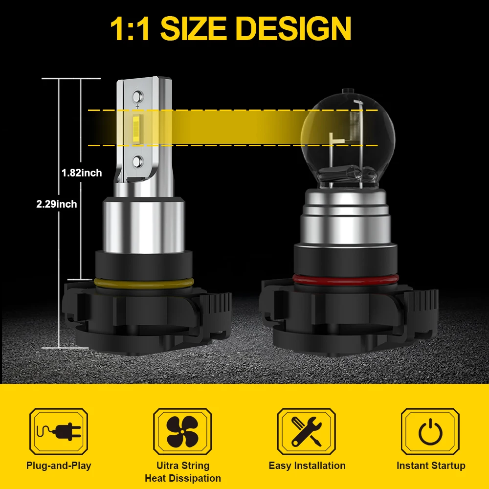 BMTxms 2PCS 2504 PSX24W LED 자동차 안개등 전구 DRL 램프 쉐보레 캡티바 지프 랭글러 JK JL 패트리어트 컴패스 스바루 XV용