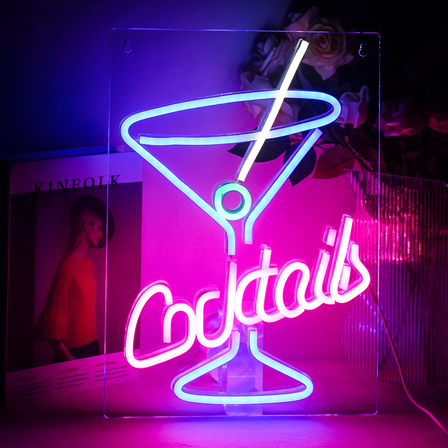 Ineonlife Cocktail Neon Sign Led Llight Glass Acrylic Pub Beach Shop Office Restaurant Concert Hall Party Wall Decor Lamps Gift