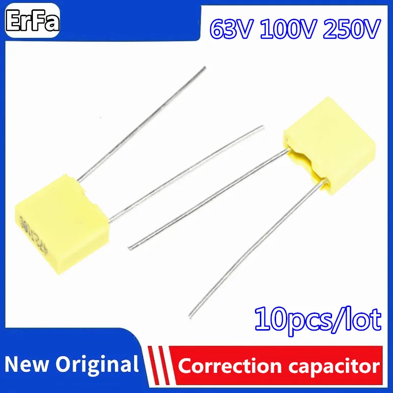 

10pcs 63V 100V 250V Correction capacitor Polypropylene Safety Plastic Film 330nF 470pF 4.7nF 47nF 220nF 2.7nF 27nF 3.3nF 33nF