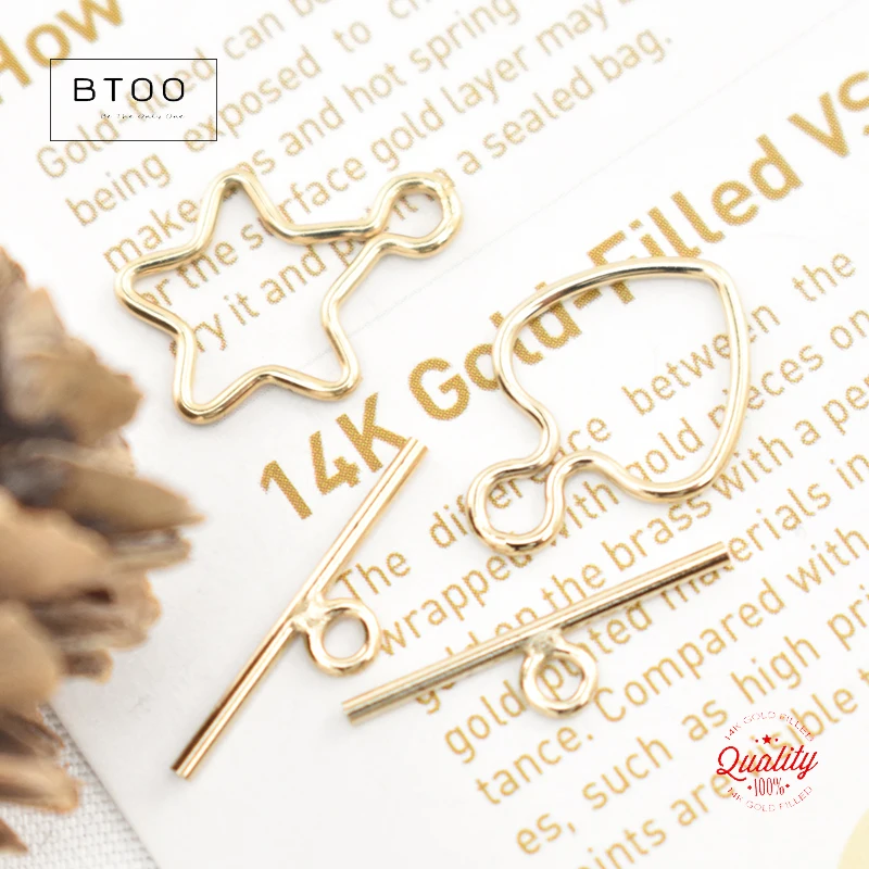 14K Gold Filled Star/Heart Toggle Set Charm 10MM Gold Pendant For Bracelet Necklace Earring DIY Jewelry Findings Accessories