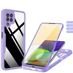 Full Body Protective Phone Case with Double - Sided Cover - Galaxy A21s (Qc360 - Purple)