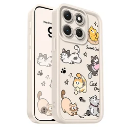 Charming Cat Design Soft Phone Case - Staircase Edition - Moto G34 (White)