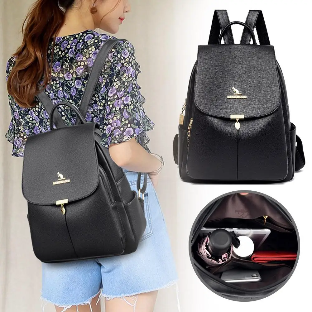 Leather Women's backpacks Large capacity Soft Leather Fashion Travel bag Daily Commuting bag College student schoolbag