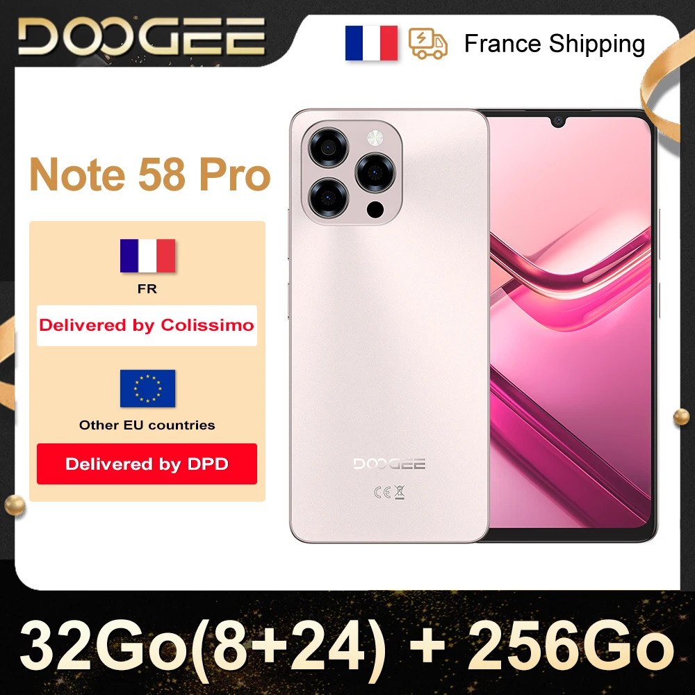 DOOGEE NOTE 58 PRO スマートフォン、Android 15、6.75インチIPS