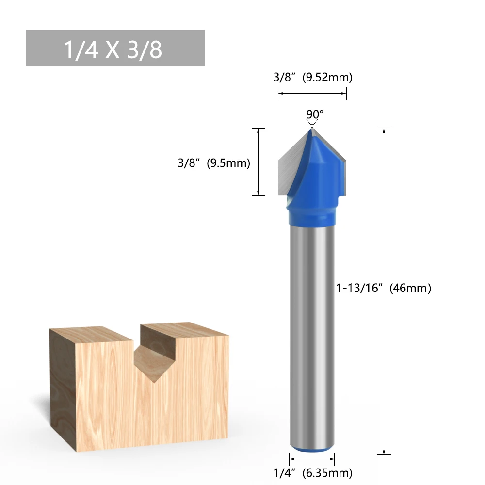 LAVIE 1 Stück 6mm 1/4 Zoll Schaft 90° V-Typ Nutfräser Gravur- und Nutwerkzeuge Fräser-Set Sicherheitsfräser MC09120S06 – Detail 12