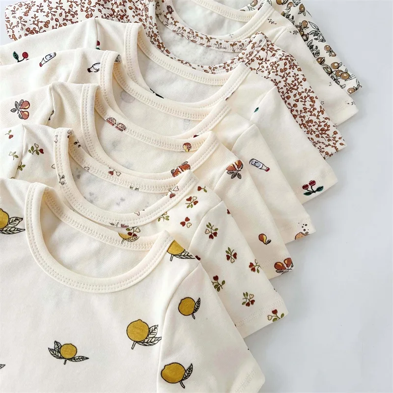 

Summer Children Clothes Sets Flower Printed Baby Girls Suits 2pcs Clothing Cotton T-shirt and Pants Children Outfits