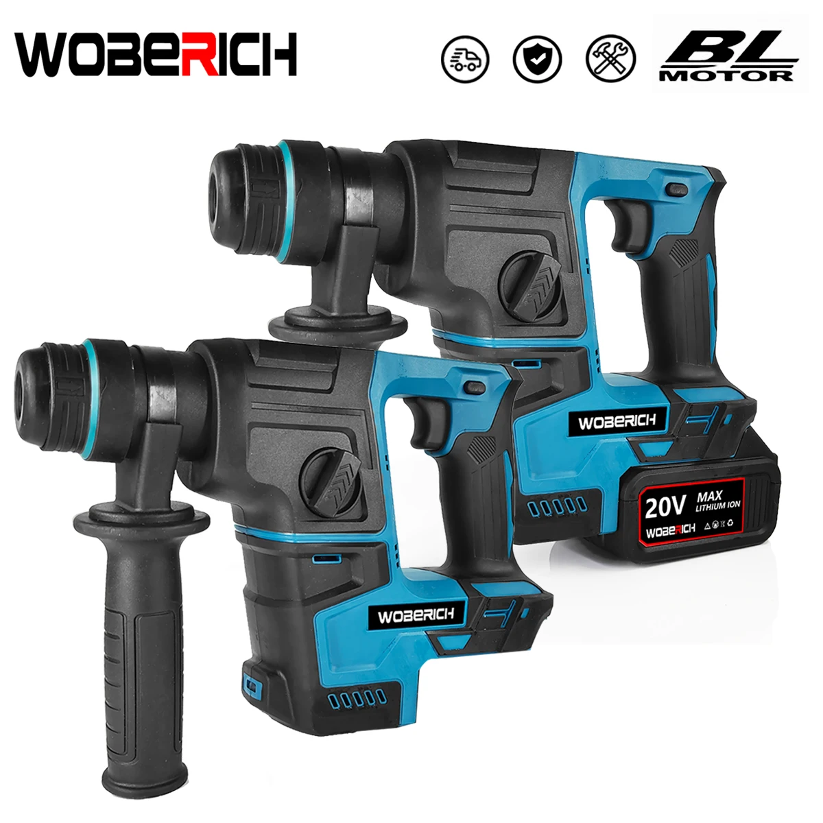 WOBERICH New Brushless Electric Hammer Cordless Multifunction Hammer Impact Drill Power Tool For Makita WOBERICH 18V Battery, new brushless electric hammer cordless multifunction hammer impact drill power tool for Makita WOBERICH 18V battery