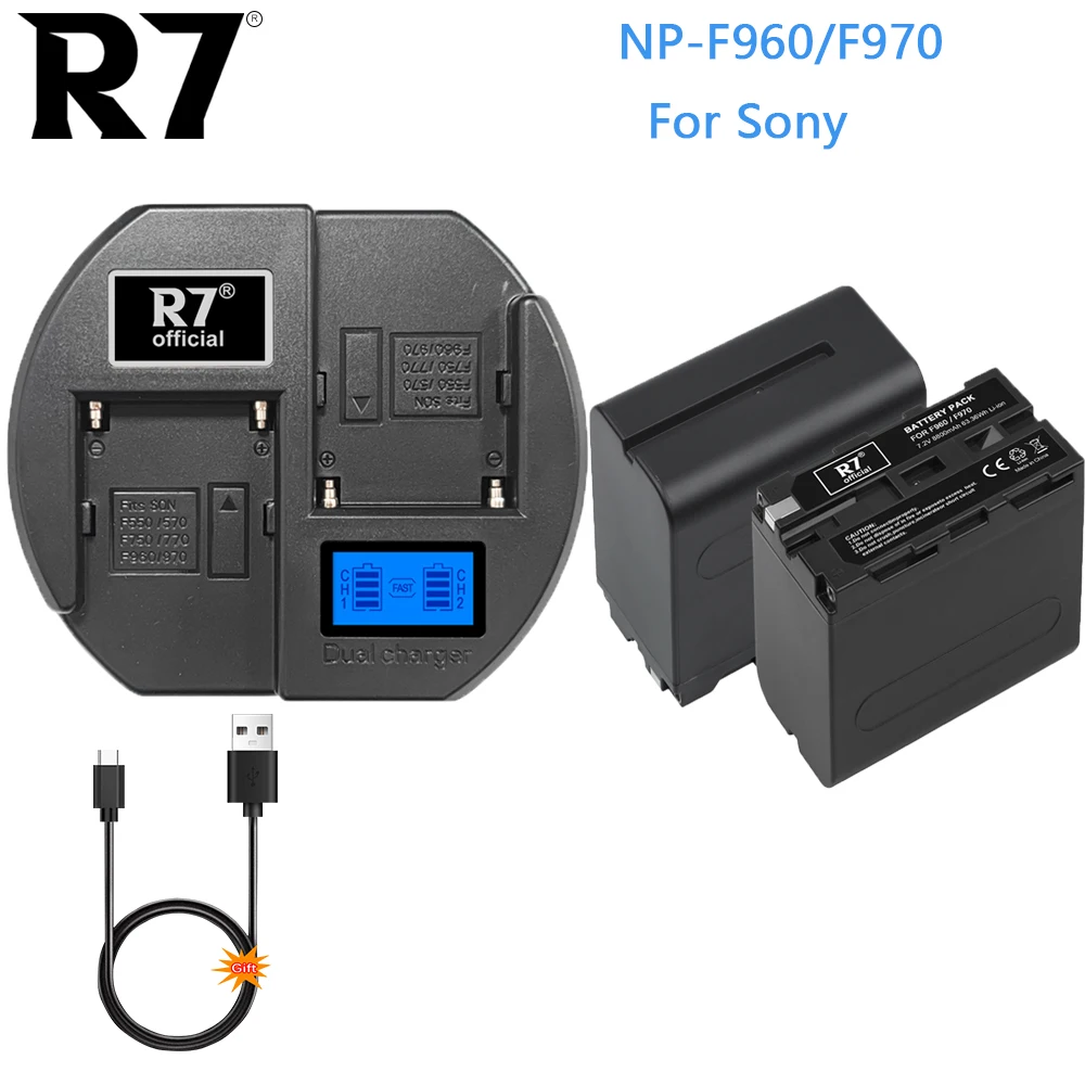 Batteria Per Fotocamera R7 8800Mah Np-F960 Np F970 Per Caricabatterie Intelligente Lcd Sony Dcr-Sc100 Ccd-Sc55 Ccd-Sc65 Ccd-Tr516 Ccd-Tr555 +