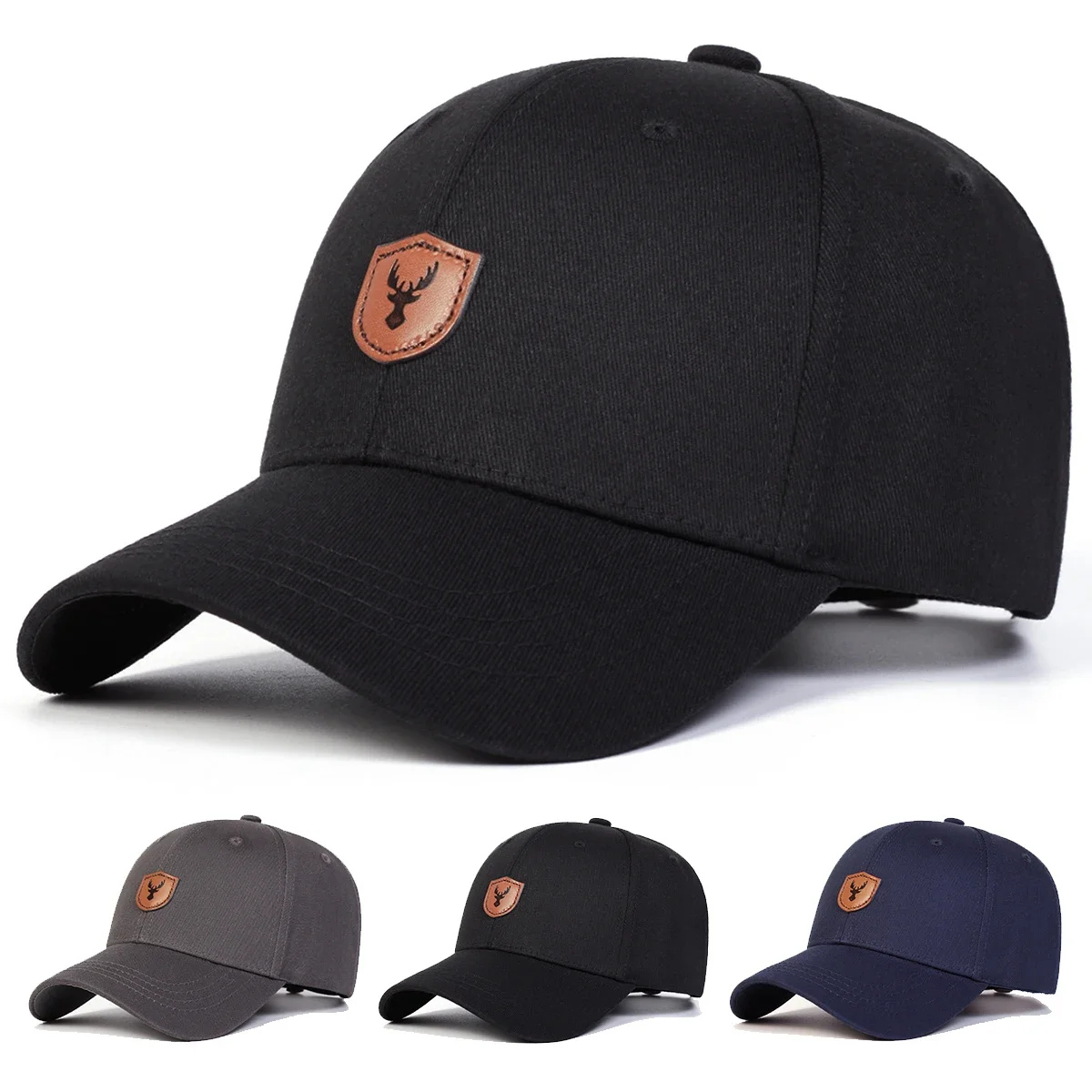Unisex Geweih Leder Label Baseball Caps Frühling Herbst Outdoor Sonnenschutz Hut Einstellbar Casual Trucker Hüte Sport Cap