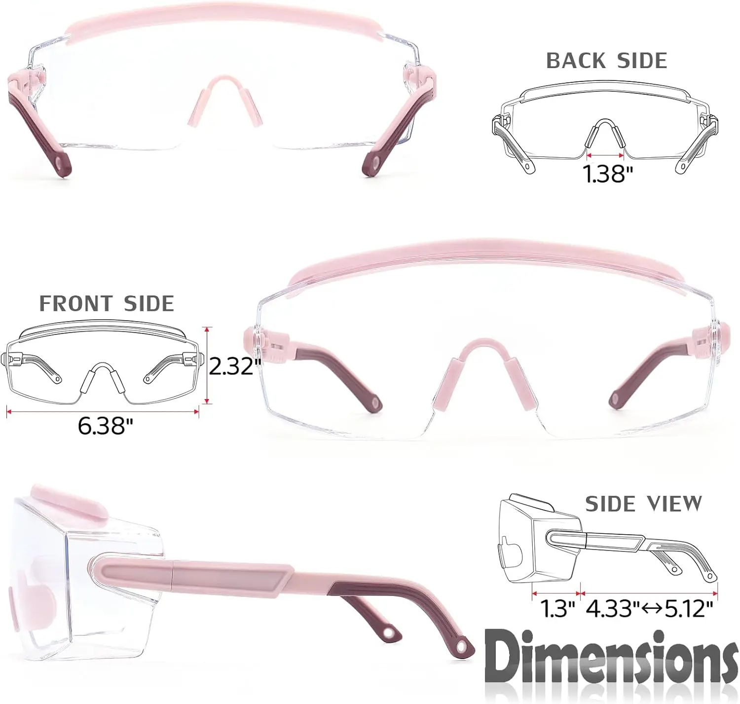 Lot de 5 Lunettes de Sécurité Industrielles Anti-Chocs UV Coupe-Vent