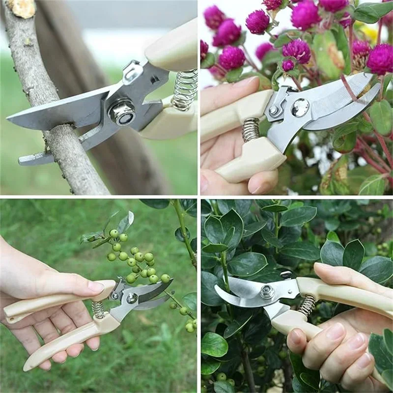 Stainless Steel Pruning Scissors Cutting Multifunctional Flower Tree Branch Bypass Garden Pruner Hand Shear Clipper Tool 4