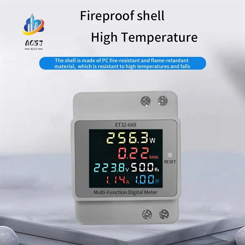AC57-Electricity Meter Intelligent Electricity Meter 220V Voltage Current Power Frequency Factor Meter Rail Type Meters