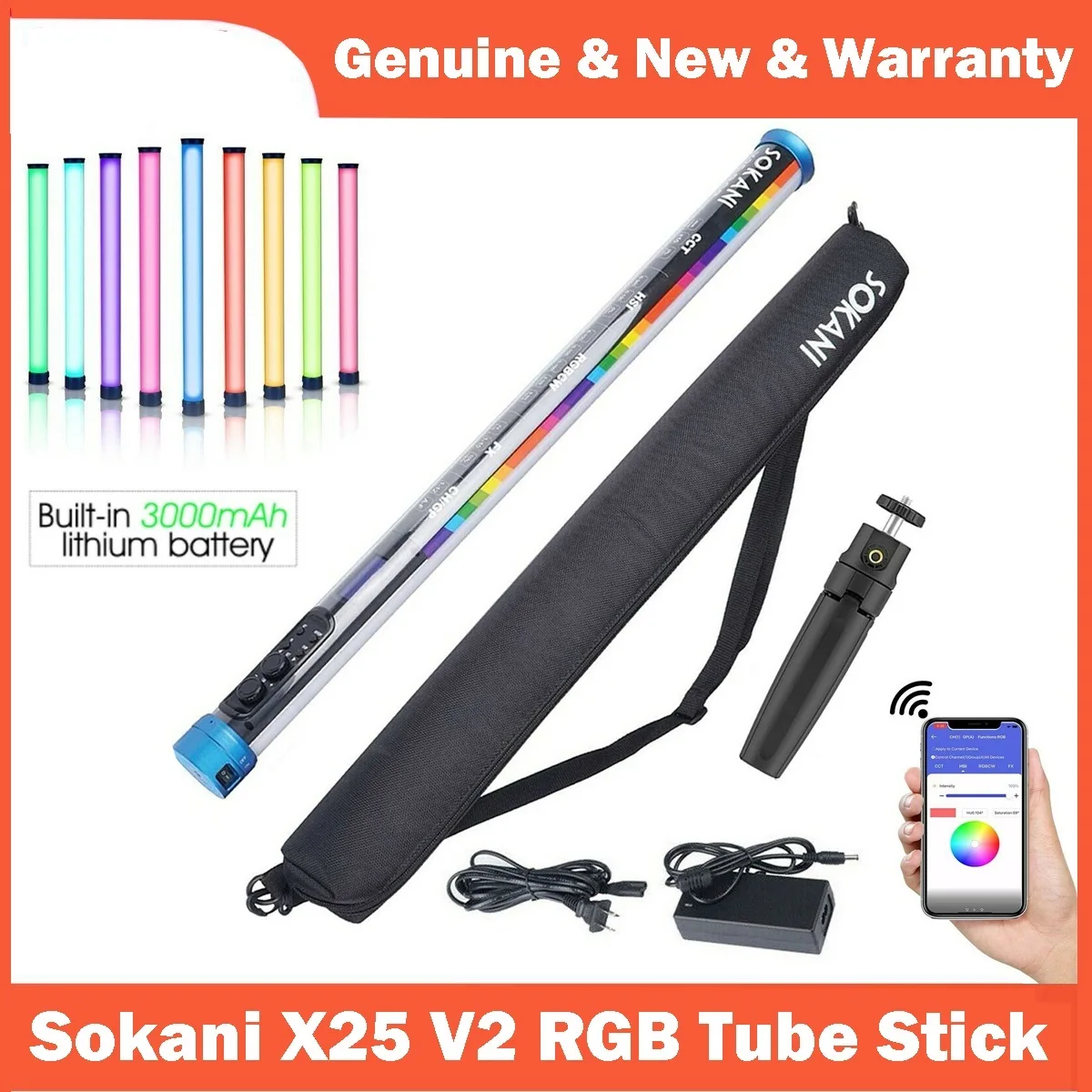 유튜브 틱톡용 RGB LED 비디오 라이트, 핸드헬드 튜브 지팡이 스틱, CTT 사진 조명, 3000mAh 앱 제어, 상단 X25