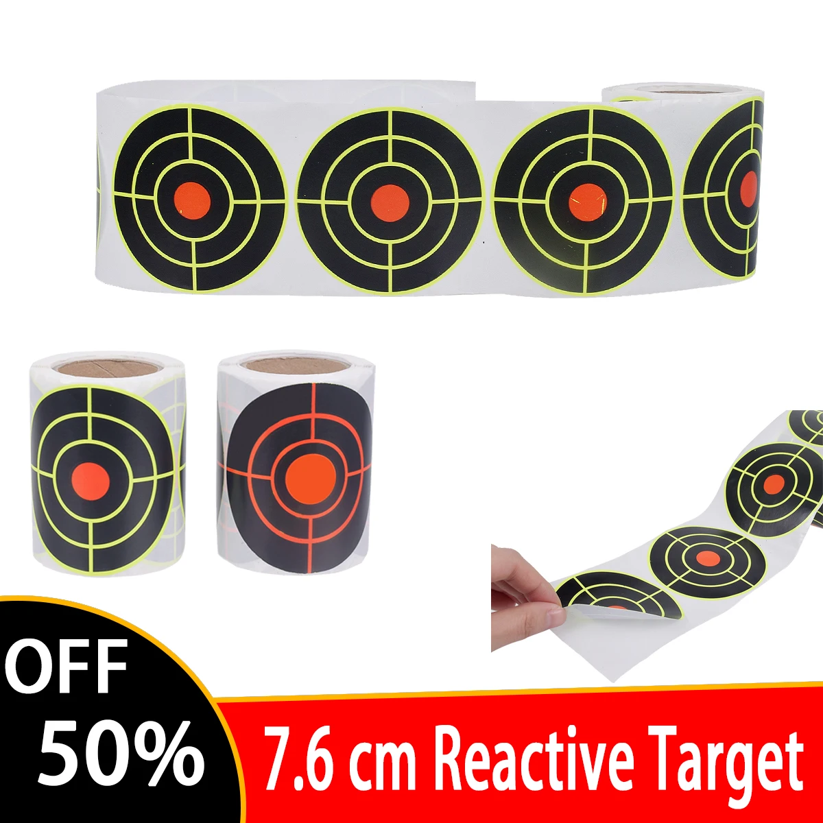 200Pcs Target Stickers 3 inch Reactive Targets For Shooting with Fluorescent Yellow Impact Training Hunting Airsoft Guns