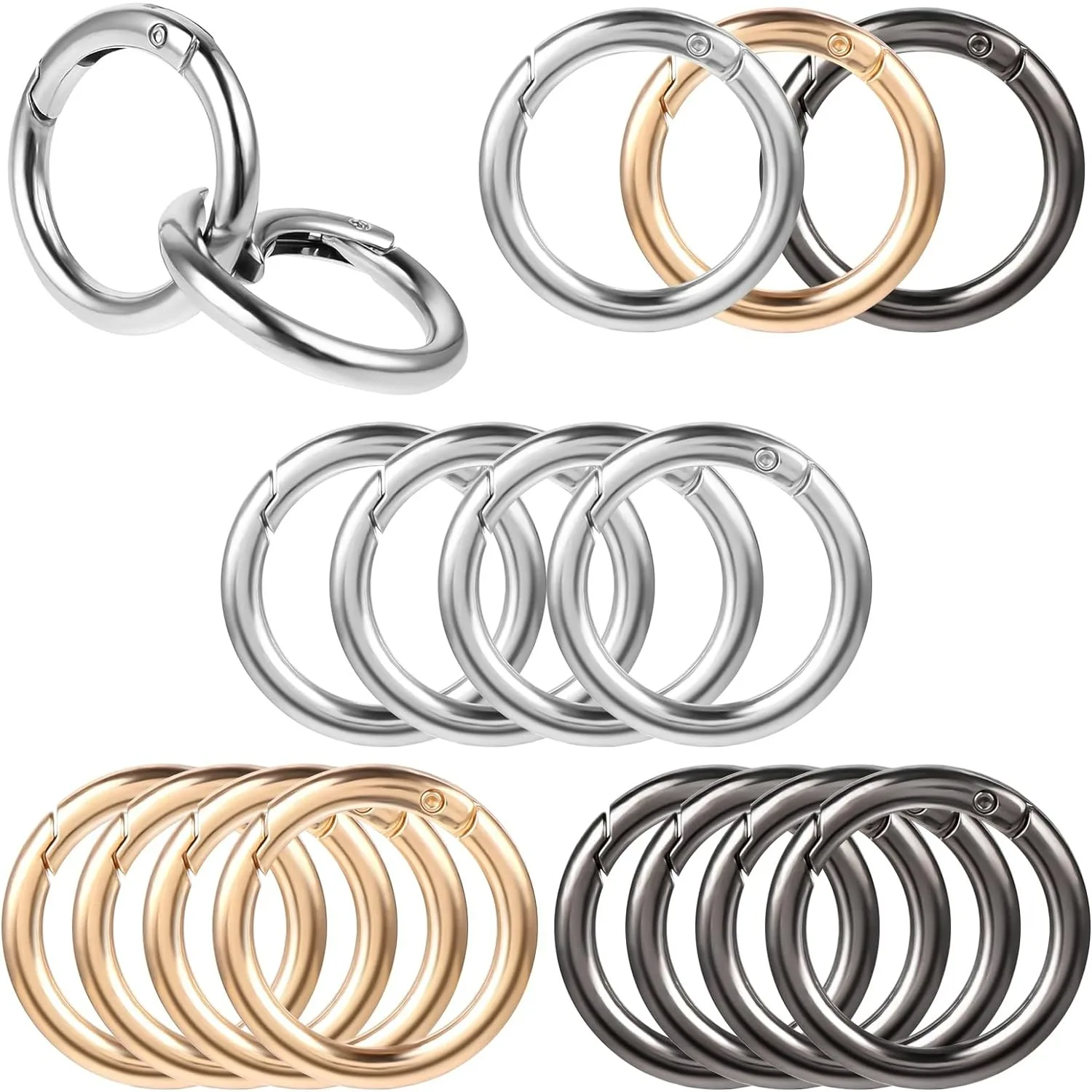 20X Mousqueton Robuste Porte-Clés Anneau Porte-Clés Ressort Porte-Clés Taille d'Affaires, Noir