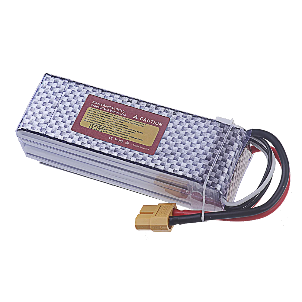 Batterie LiPo 4S 3300mAh 40C 14.8V tenue en main pour montrer sa taille compacte.