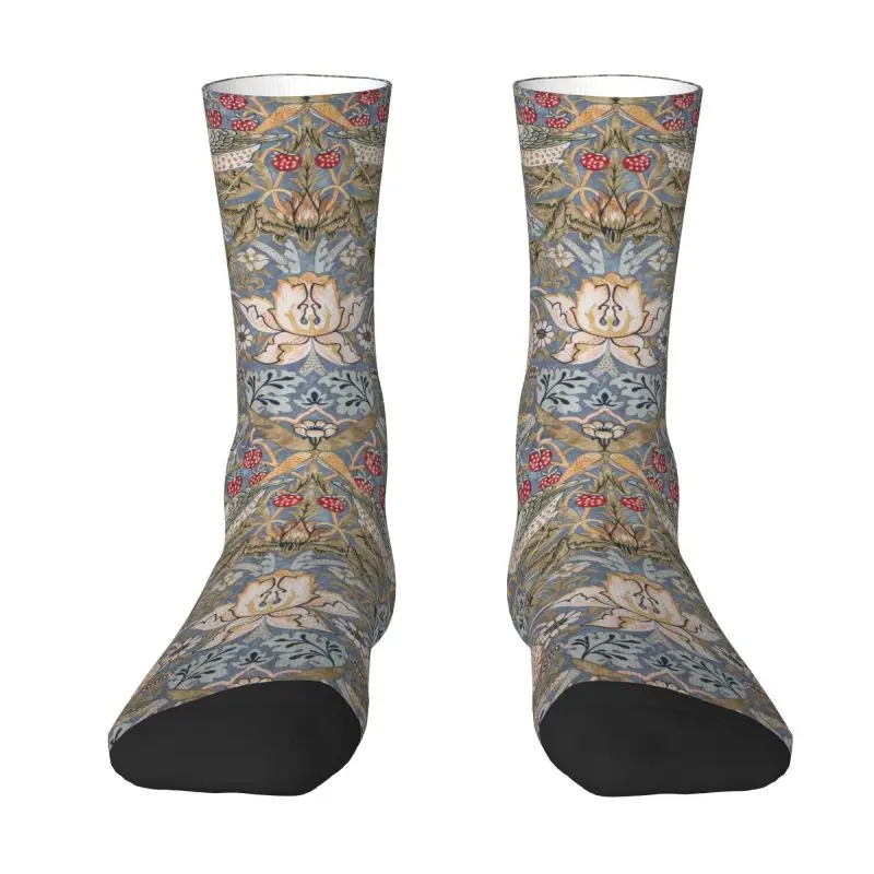 

Fashion Mens Strawberry Thief Dress Socks Unisex Comfortable Warm 3D Printed William Morris Floral Textile Pattern Crew Socks