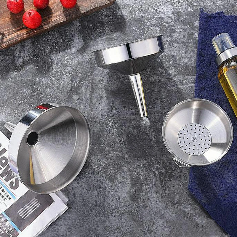 Stainless Steel Funnel with Detachable Strainer Filter for Liquid Oil Kitchen Cooking Tools Large Funnel for Cook Oil