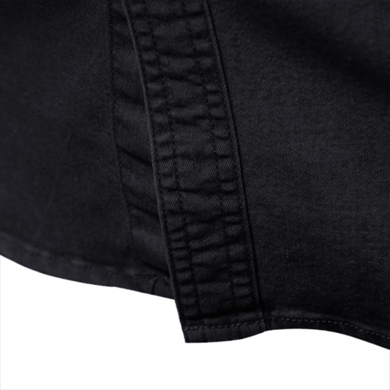 New Men's Casual Blouse Soild Slim Denim Shirt Double Pocket Lapel Button Up Tops Work Autumn Long Sleeve Male Shirts Top 5
