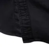 New Men's Casual Blouse Soild Slim Denim Shirt Double Pocket Lapel Button Up Tops Work Autumn Long Sleeve Male Shirts Top 5