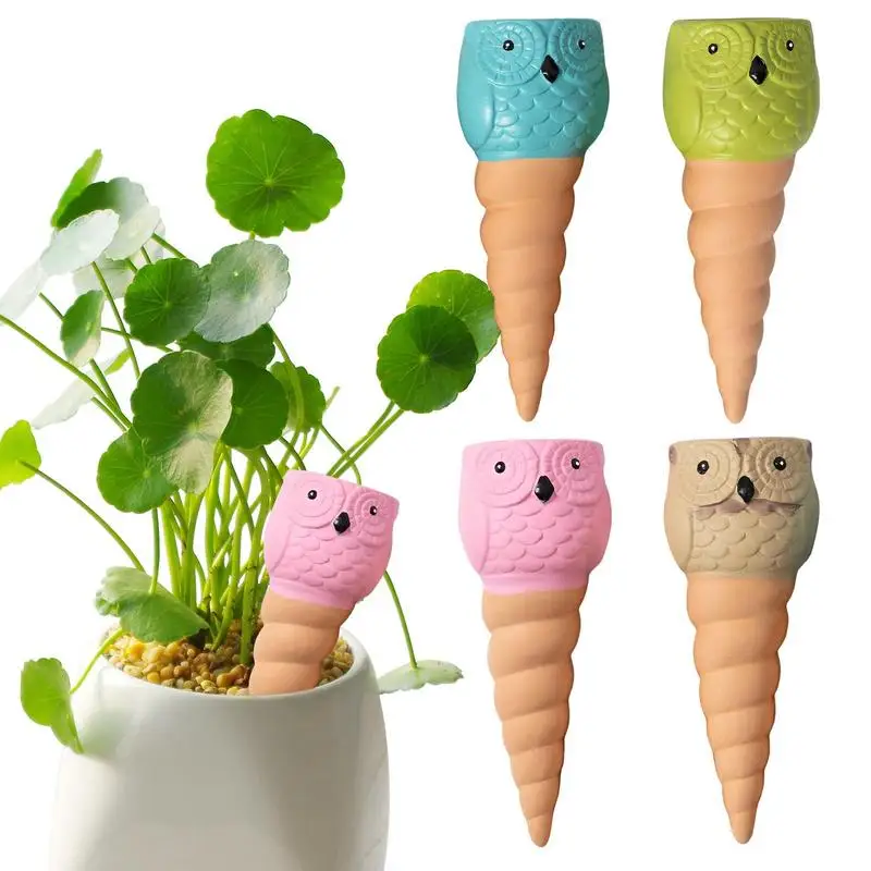 

Self Watering Spikes 4PCS owl red clay water seeper automatic flower watering irrigator Adjustable Auto Water Dripper Device