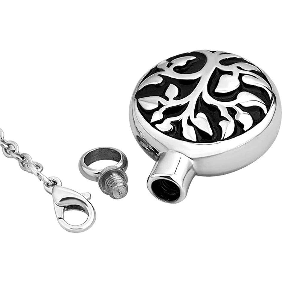 HZMAN Collana Ciondolo Tibetano In Acciaio Inox Per Ceneri E Capelli - Contenitore Commemorativo Con Catena 52+5 Pollici