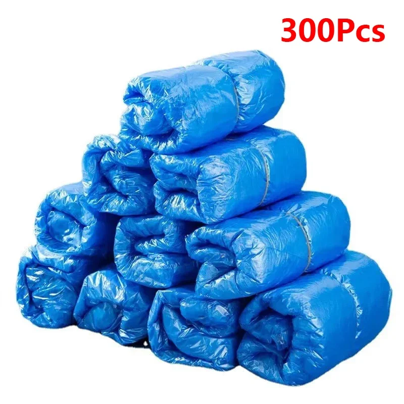 100/300PCS Disposable Waterproof Shoe Cover Plastic Non-slip Foot Cover Indoor