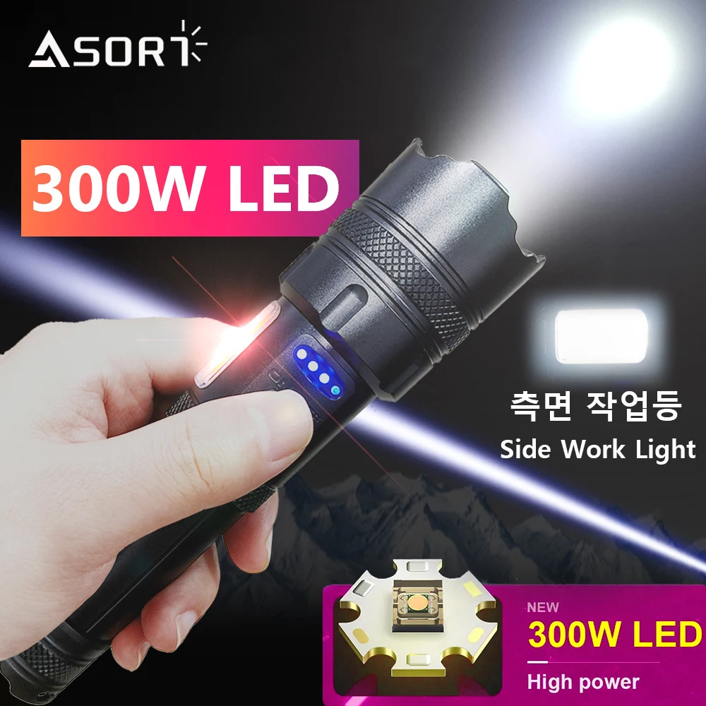 

High Power LED Flashlight USB Rechargeable Tactical Torch Self Defense Lamp Long Range Light Lantern Use 18650 Or 26650 Battery