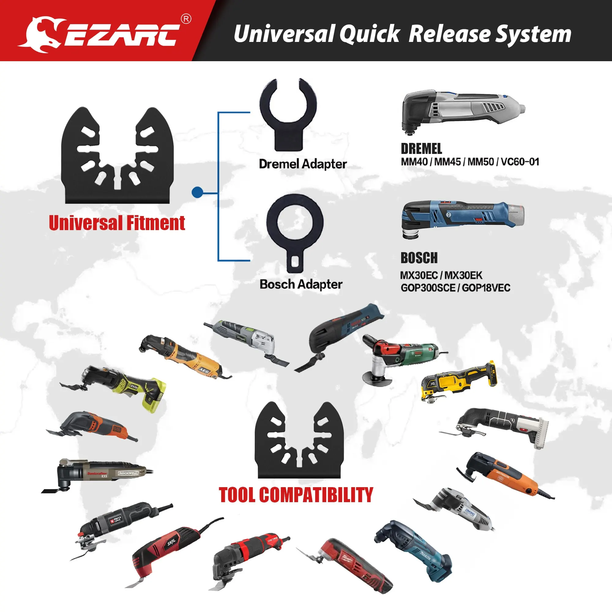 EZARC 3/6PCS lame per seghe a lama oscillante in titanio, accessorio per utensili oscillanti strumento multifunzionale taglio di chiodi in legno plastica