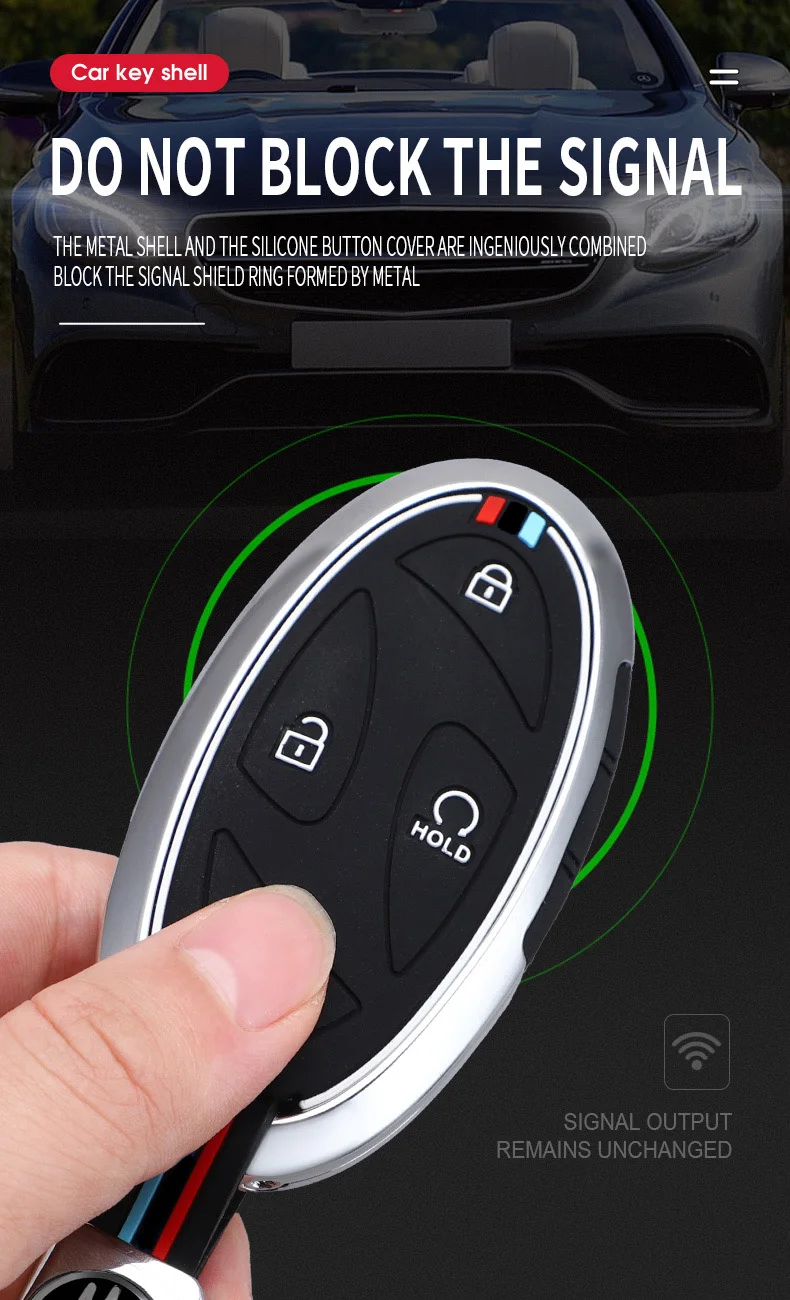Key Case Fob Cover Key Cover Car Key Shell 5 7 Buttons Zinc Alloy + Silicone Car Key Case Cover For Hyundai Kona Ev Grandeur GN7 IONIQ 6 Remote Key Protect Shell
