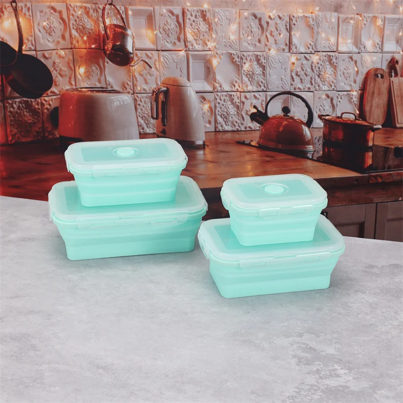 Silicone Lunch Boxes, Foldable Food-grade Microwave Silicone Lunch Boxes,  Refrigerator Storage Boxes, Crisper Plastic, Bpa-free, Leftover/pre-meal  Lunch Box Containers, Kitchen Accessories, For Halloween, Thanksgiving,  Christmas Gifts - Temu