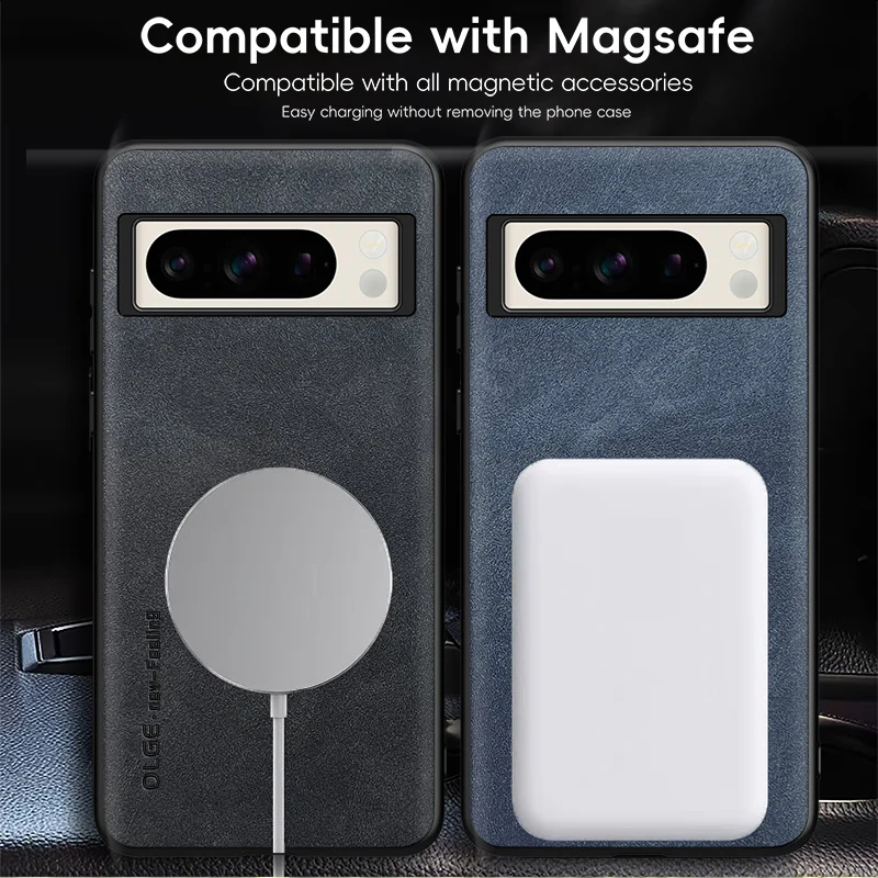 Magnetic Retro Leather Soft Wireless Charging Phone Case Cover