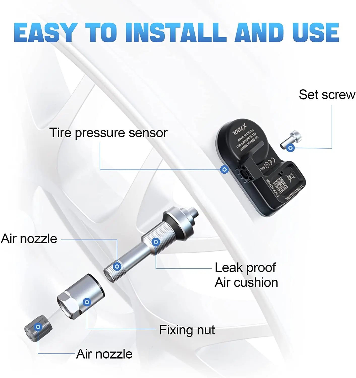 XTOOL TS100 Sensor Tools Work with TP150 Tire Pressure Monitor Programming Sensor 433 & 315MHZ TPMS Sensor Tire Repair Scanner 5