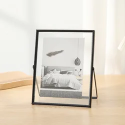 Elegant Gold & Black Metal Photo Frame with Clear Acrylic Surface - 4inch (Black)