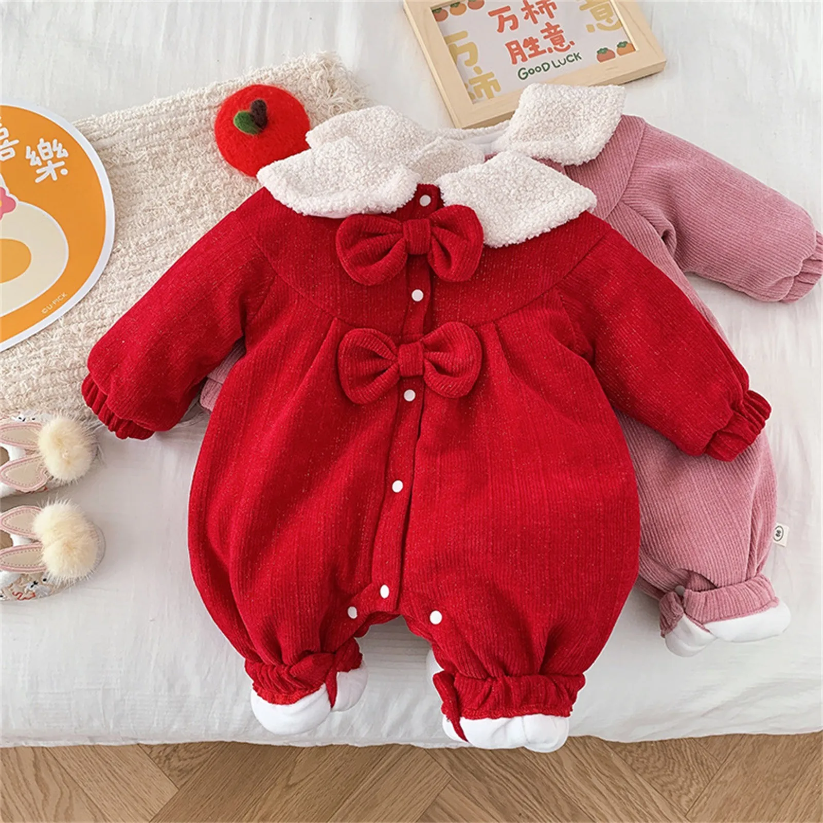 

Winter Warm Baby Boys Girl Overall Autumn Long Sleeve Newborn Baby Costume Jumpsuit Infant Clothes Children'S Clothing Kids New