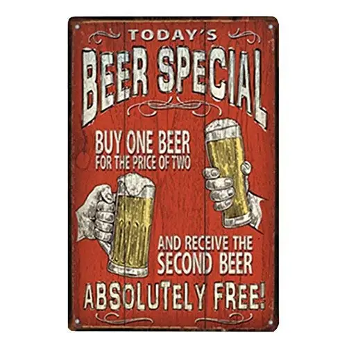 

12" x 8" Pub,Bar,Beverage,Beer Series Wall Decor Hanging Metal Tin Sign Plaque (Today's Beer Special Buy ONE for The