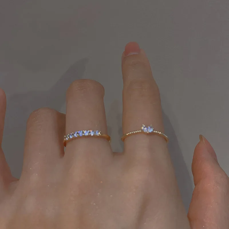Luxury Zircon Heart Rings for Women Opening Adjustable Weave Rhinestone Ring Engagement Wedding Jewelry Fashion Girlfriend Gifts 4